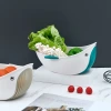 Creative plastic whale draining basket, single-layer multi-functional storage basket, fruit basket, kitchen vegetable washing basket Specification image